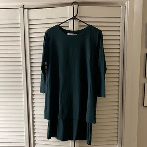Susana Monaco Long Sleeve Knee Length Dress Size Large in Dark Green